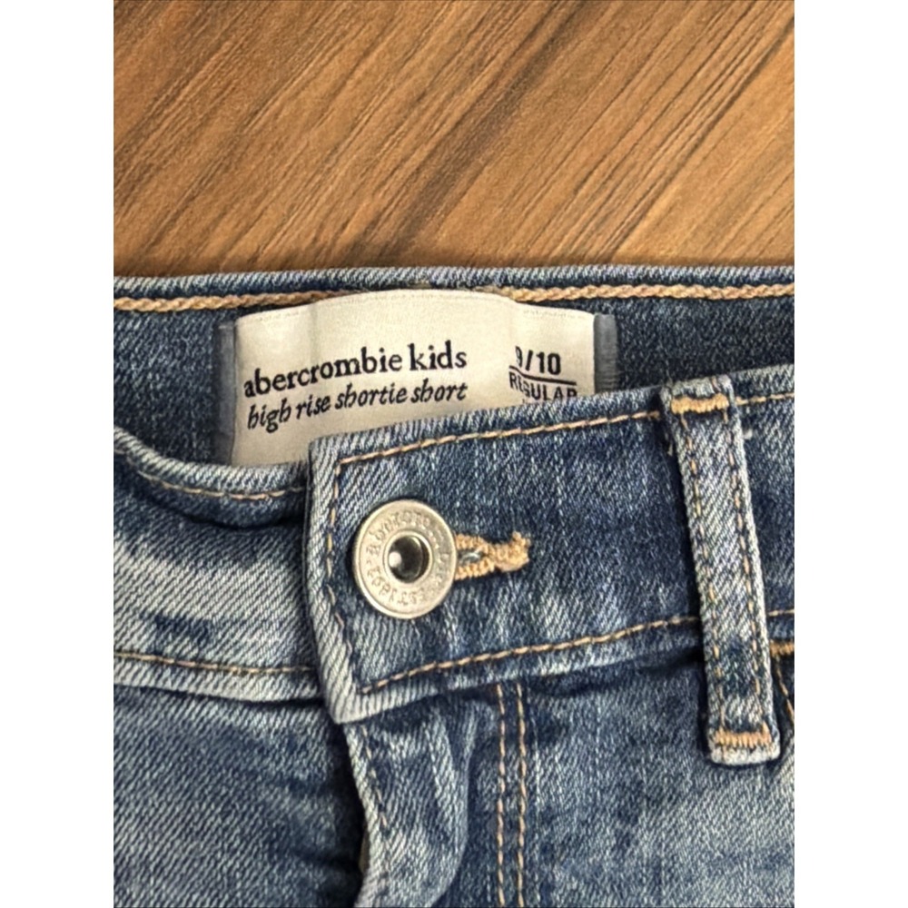 Abercrombie Kids Girls 9/10 Reg High Rise Shortie Jeans Denim Shorts EUC - Picture 2 of 5